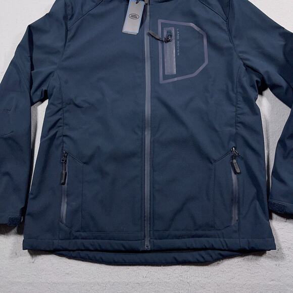 Land Rover Full Zip Softshell Jacket Womens XL Blue Rare Tuck Away Hood NWT‎ - Picture 3 of 16